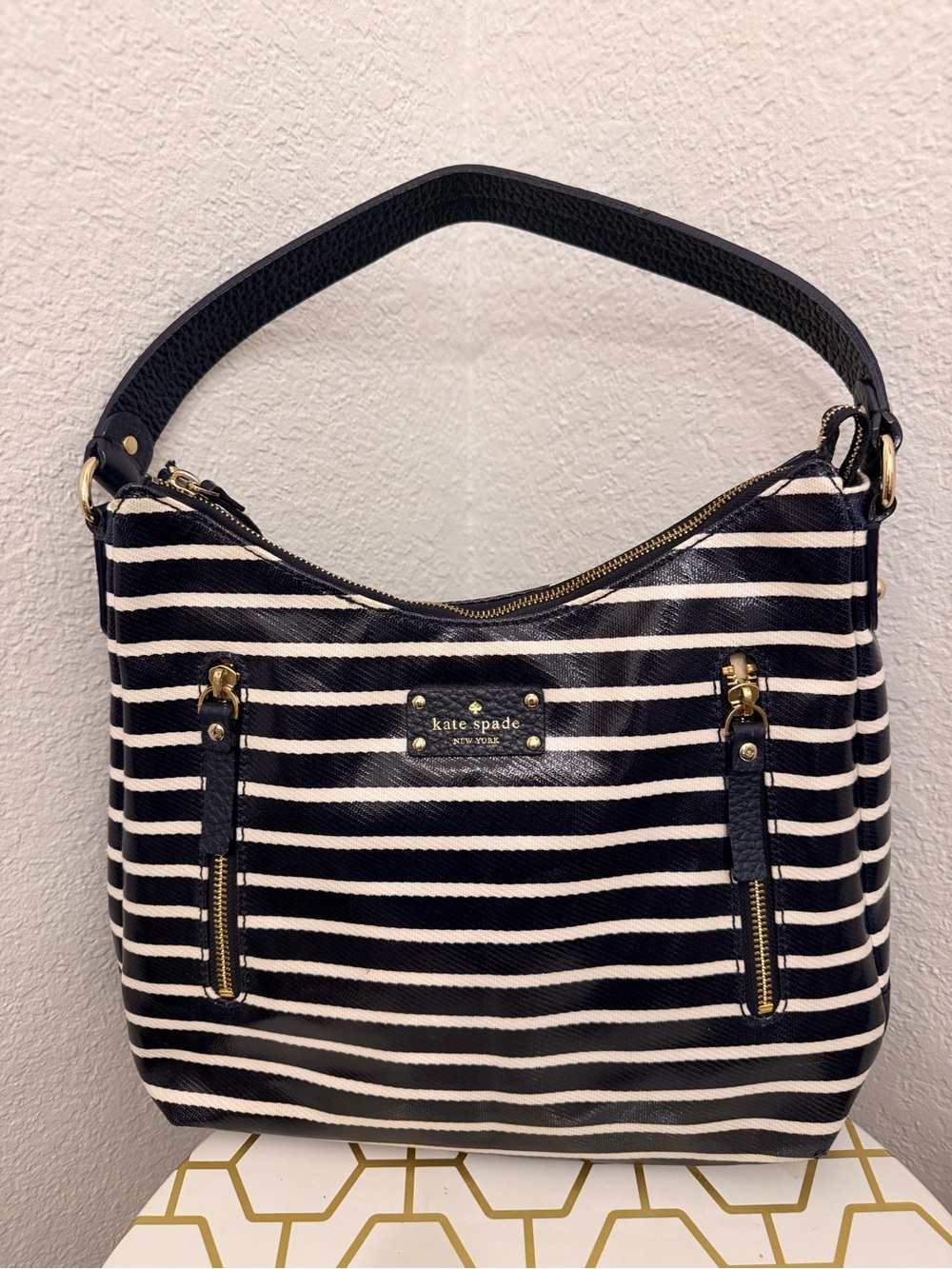 kate spade New York Grove Court Stripe Mina Hobo Purse